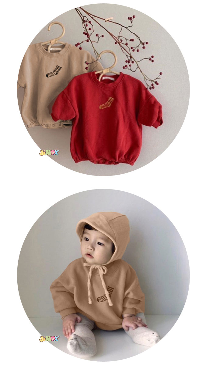 【即納】60cm/90cm 「裏起毛ロンパース」ベビー服　ベビーロンパース　オーバーサイズ　シンプル　靴下柄　可愛い　男の子　女の子　長袖　ベビー服　赤ちゃん服　ベビー服 　冬
