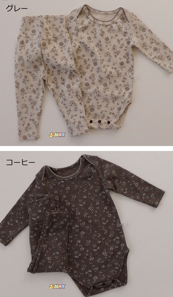 【即納】60cm/90cm/100cm　 セットアップ　 春秋　2点セット　ロンパース×パンツ　長袖　花柄　長袖×パンツ　女の子　男の子　ハイウェスト綿　トップス　セットアップ　可愛い　無地　春秋　可愛い　ベビートップス　可愛らしさ満載