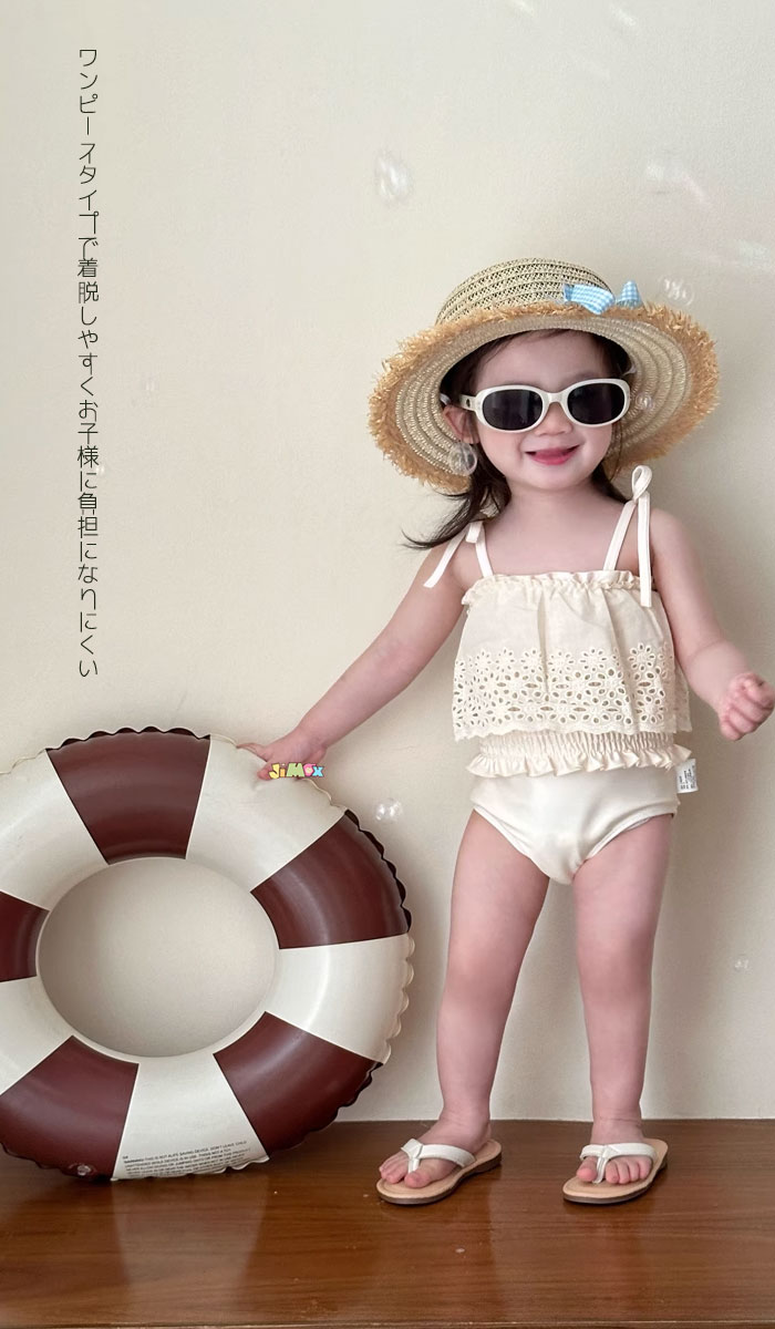 70cm/80cm/90cm/100cm ガールズ水着 ベビー水着　ワンピース　レース風の水着　ベ...