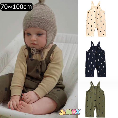 70cm/80cm/90cm/100cm メール便送料無料 ベビー服 子供服 サロベット 裏起毛 男の子 女の子 水玉柄 ムーン 簡単 春秋 ベビーオールインワン オールインワン ベビー服 子供服 女の子 可愛い シ…