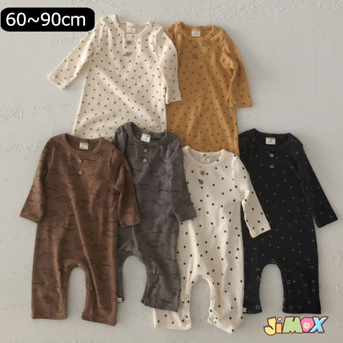 【即納】60cm/70cm/80cm/90cm ベビー服　新生児　ベビーロンパース　赤ちゃん　長袖　長丈　オールインワン　ロンパース　コットン　赤ちゃん　総柄　欧米　北欧　出産祝い　退院　春秋　ベビーオールインワン　ベビー服　子供服 長袖　可愛い　キッズ服 北欧風