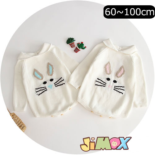 【即納】90cm/100cm「在庫処分」「メール便送料無料」1点まで対応可能 ベビーロンパース　ニット　猫柄　襟付き　女の子　オールインワン　ニット　簡単　春秋　ベビーオールインワン　ベビー服　子供服　女の子　長袖　可愛い　シンプル　新品