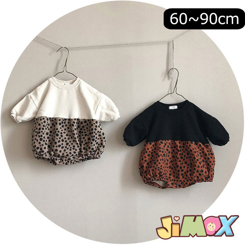 【即納】60cm 「裏起毛ロンパース」ベビー服 ベビーロンパース 豹柄 裏起毛 女の子 春秋オーバーサイズ シンプル 女の子 長袖 ベビー服 赤ちゃん服 ベビー服 冬