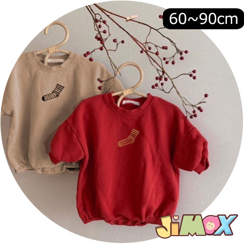 【即納】60cm/90cm 「裏起毛ロンパース」ベビー服　ベビーロンパース　オーバーサイズ　シンプル　靴下柄　可愛い　男の子　女の子　長袖　ベビー服　赤ちゃん服　ベビー服 　冬