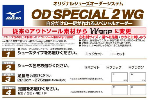 《受注生産》《送料無料》ミズノ オーダー ウォーキングシューズ ODスペシャル2WG ローカットタイプ ホワイト ネーム刺しゅう入り(漢字) B1GQ220101 2