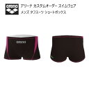 《受注生産》《送料無料》アリーナ カスタムオーダー メンズ スイムウェア 競泳用 タフスーツ ショートボックス OAR-3153-BK04 ブラック×Kピンク