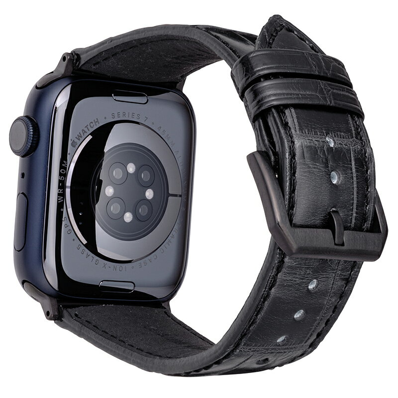 GRAMAS Meister グラマス アップルウォッチ バンド クロコダイル 本革 革 レザーバンド クロコ メンズ ブラック ベルト apple watch バンド アップルウォッチバンド 49mm 46mm 45mm 44mm スマートウォッチ 高級 おしゃれ 人気