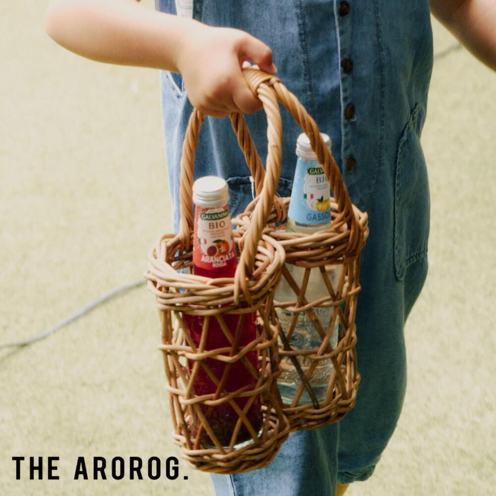 ＼残りわずか！／アラログ ボトルバスケット 2本用 THE AROROG ラタン 天然素材 ナチュラル ハンドメイ..