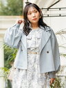 ＼30％OFF／大きいサイズレディース【Re-J＆SUPURE】フリルヨークショートトレンチコート大きいサイズ レディース 春服 春夏 ハレの日 可愛い おしゃれ ゆったり 大人 女の子 コート アウター ライトアウター トレンチコート ビジネス カジュアル オフィスカジュアル