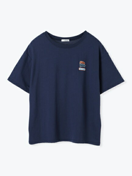 ＼17%OFF／大きいサイズ レディース 【Re-J＆SUPURE】ミニ裏毛ワッペン風プリントトップス2L XL 3L 4L 大きいサイズ レディース ぽっちゃり ゆったり 体型カバー おしゃれ お洒落 可愛い 大人 上品 きれいめ プラスサイズ グレー 紺 半袖 Tシャツ 夏 トップス カジュアル