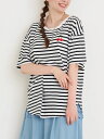 大きいサイズ レディース トップス 【Re-J&SUPURE】チェリー刺繍Tシャツ(無地・ボーダー柄)2L XL 3L 4L 大きいサイズ レディース ぽっちゃり ゆったり 体型カバー おしゃれ かわいい 大人 上品 きれいめ プラスサイズ 夏 Tシャツ 半袖 ロゴT ゆったり カジュアル
