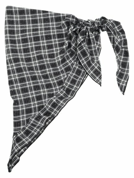 ＼34%OFF／大きいサイズ レディース スカーフ 腰巻 【Re-J＆SUPURE】【WEB限定】チェック柄×ラインスト..