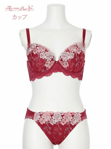 大きいサイズ レディース 【Re-J＆SUPURE】[D85-I95］グロッシーローズソフトワイヤーブラ＆ショーツ(..