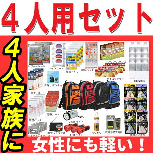 防災セット 家族 4人用【防災セットDX 防災グッズ セット 防災 非常用持ち出し袋 送料無料 非常持ち出し袋 防災用品 避難セット 防災グッツ 非常持出袋 子供用 女性用 災害 グッズ 防災リュック 避難グッズ 災害用品 地震 避難袋】RN