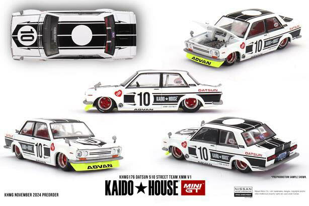 MINI-GT 1/64 ダットサン 510 ストリート Team XMM V1(左ハンドル)【KHMG176】 ミニカー