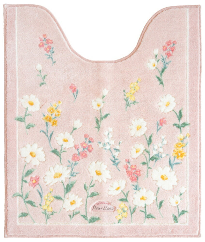 オカ フルールブラン ロングトイレマット 約75×63cm（ピンク） オカ3032416 [オカ3032416]