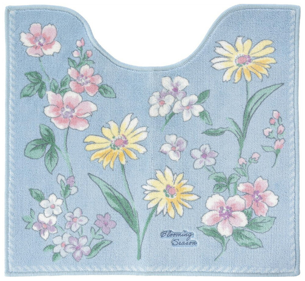オカ ブルーミングシーズン トイレマット 約55×60cm（ブルー） オカ3032933 [オカ3032933]