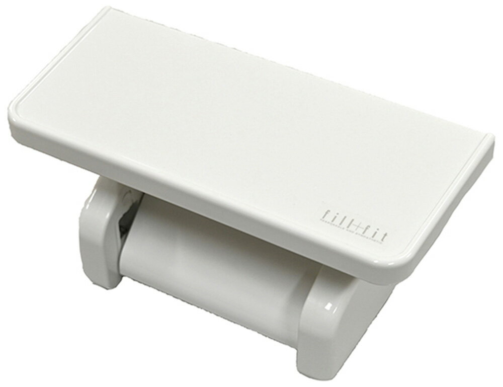 オカ 我が家べんり化計画 フィルフィット ワンタッチペーパーホルダー 棚付き（ホワイト） オカ3032446 [オカ3032446]