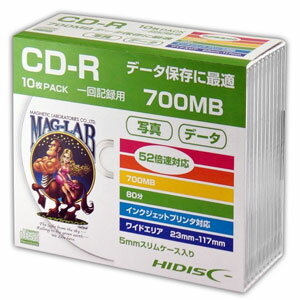 HIDISC 52®бCD-R10ѥåǡ700MB ۥ磻ȥץ󥿥֥ ϥǥ HDCR80GP10SC