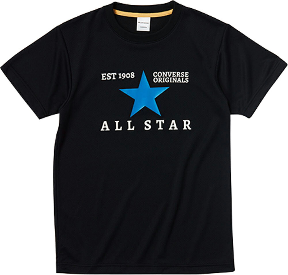 CN-CB431352-1923-140 コンバース ジュニアプリントTシャツ(ブラック/ブルー・サイズ:140cm) CONVERSE
