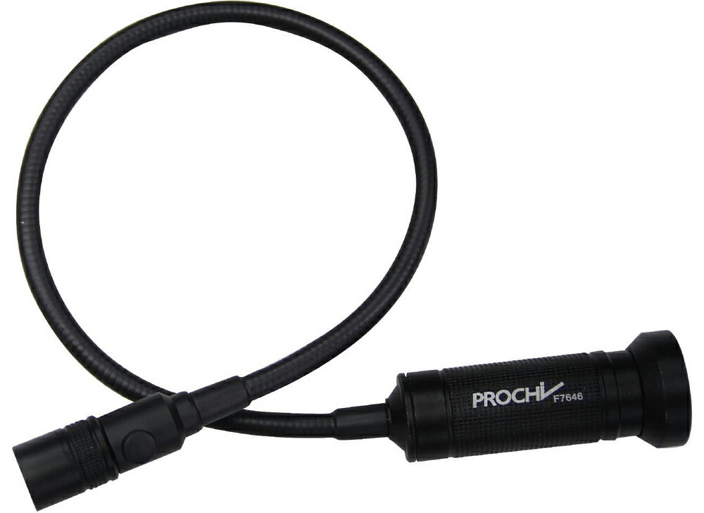 【返品種別B】□「返品種別」について詳しくはこちら□◆入り組んだ場所にフレキシブルに対応。◆2段階切替（High-OFF-Low-OFF）。◆明るさ200ルーメン。◆フォーカス機能あり。●底部にマグネット付き。●IP54で多少の水濡れでも平気です。◆工作機械に取り付けて図面などを読むのに最適。■　仕　様　■明るさ(ルーメン)：200(High)連続使用時間：6時間(High)照射距離(m)：100電源：単4電池x3本使用（別売）防塵・防水：IP54グリップ径(mm)：27.5ライト径(mm)：20全長(mm)：597重量(g)：208(電池含まず）[F7646プロチ]アウトドア＞DIY・工具＞工事・照明用品＞作業灯・照明用品