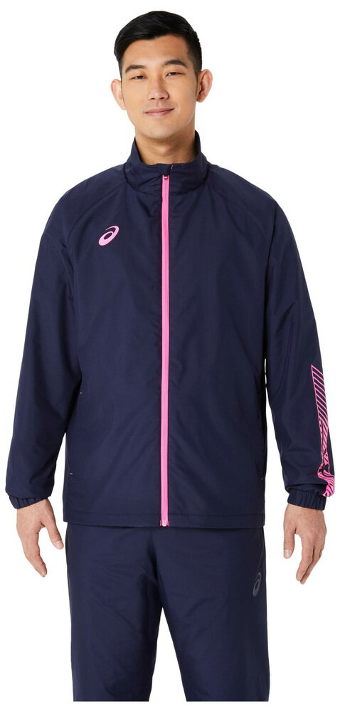 アシックス 裏トリコットウインドブレーカージャケット（ミッドナイト×ホットピンク・サイズ：3XL） 2031E745-401-3XL asics