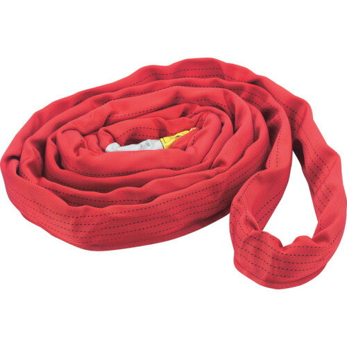 【返品種別B】□「返品種別」について詳しくはこちら□※提供不可：ミルシート◆強力ポリエステル原糸の束を耐摩耗性に優れたナイロン素材の表面布で包んだ構造のスリングです。◆柔軟であらゆる吊り荷に優しくフィットします。またしっかりとなじむので荷の安定性に優れています。◆折り曲げてもワイヤなどの様に癖がつかず、また軽量で扱いやすいため作業性に優れています。◆庭石・植木・石材加工品・彫刻用品などの運搬。◆メッキ鋼材・塗装鋼材・パイプその他表面加工された製品の運搬。■　仕　様　■最大使用荷重：5t全長：1mベルト寸法：幅67×厚さ11mm表面布カラー：赤規格：JIS B 8811規格品使用温度：100℃以下タイプ：エンドレス形[TRJ5010]トラスコ中山アウトドア＞DIY・工具＞荷役用品