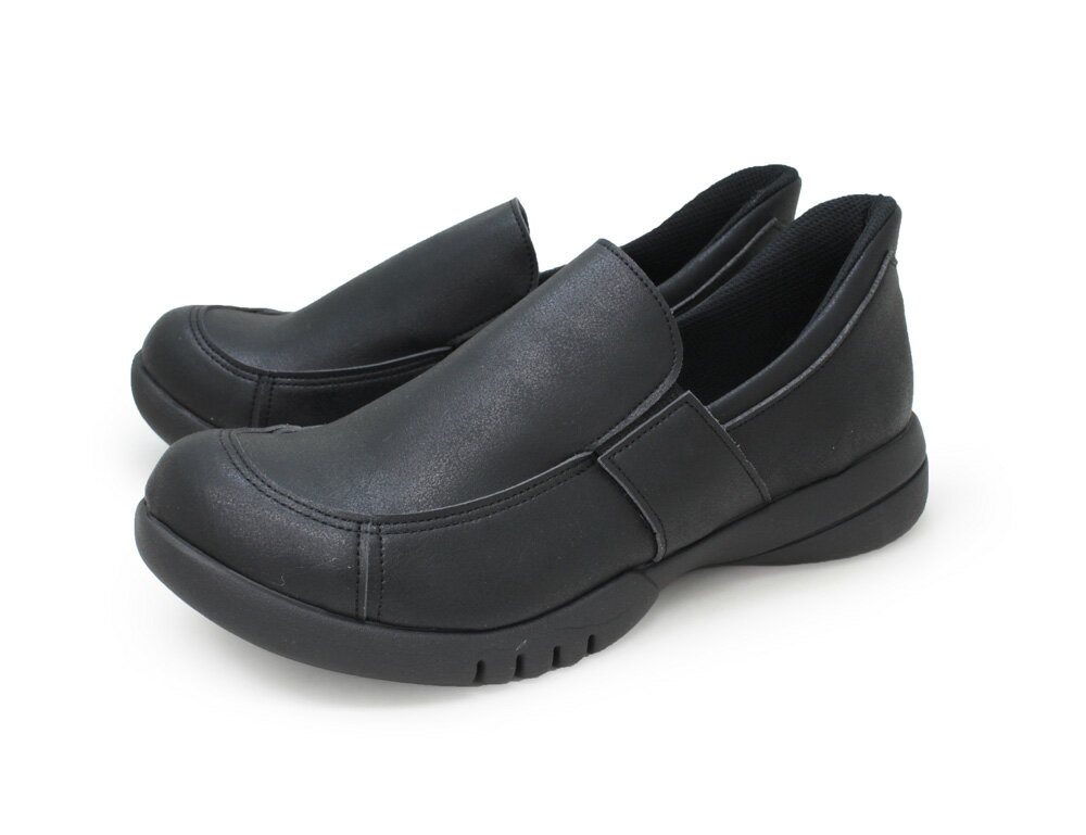Re:getA レディース スットオン ハンズフリーゴア付きスリッポン（ブラック・サイズ：M 23.0-23.5cm） R333-BLK-M リゲッタ(4.0)