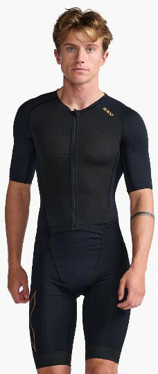 2XU（ツー・タイムズ・ユー） MT7019D-BLK/GLD-S 2XU メンズ トライアスロンウェアライトスピード スリーブド トライスーツ（BLK/GLD・..