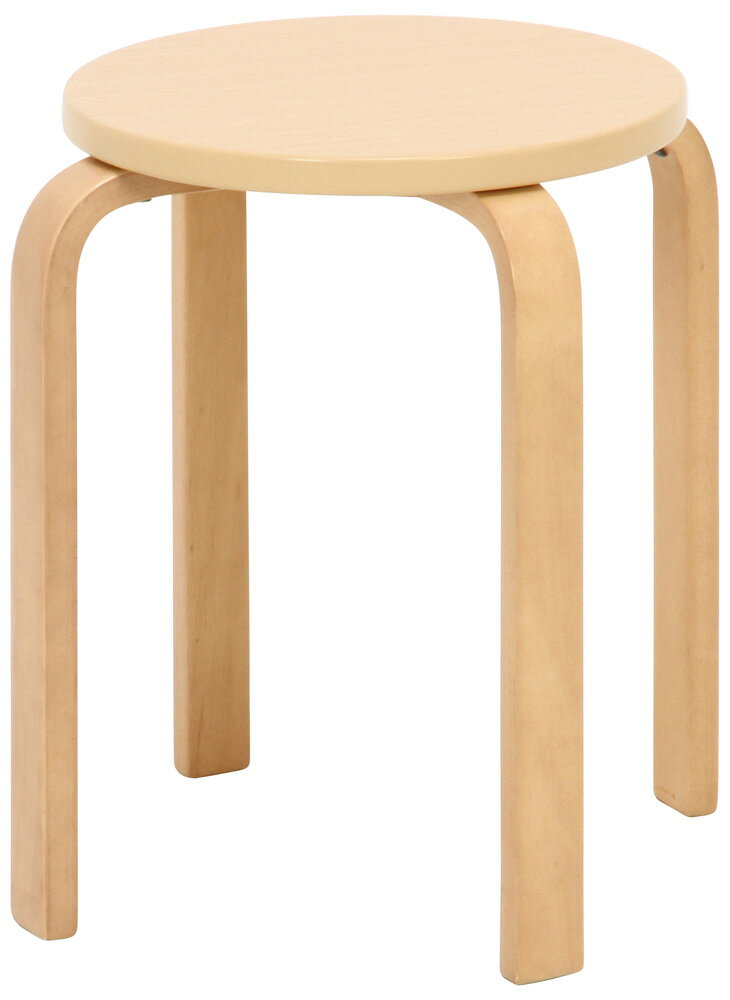 不二貿易 木製曲脚イス 21/S6（ナチュラル） 12838 丸椅子 [12838フジボウエキ]