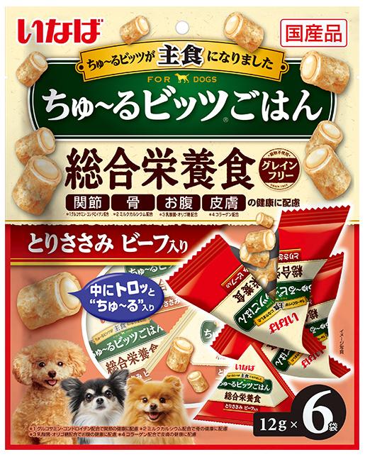樂天商城 - ドッグフード いなば ちゅ〜るビッツごはん とりささみ ビーフ入り 12g×6袋 いなばペットフード チユルビツゴハンビ-フ6P
