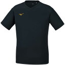 32MA1191-90-S ミズノ ナビドライ Tシャツ(ブラック×ゴールド・サイズ:S) mizuno NAVIDRY 半袖 Vネック