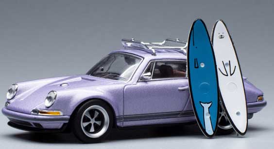 POP RACE 1/64 SINGER 964 PURPLE with Surfboard ミニカー