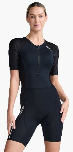 WT6431D-BLK/WHT-S 2XU レディース トライアスロンウェアエアロスリーブド トライスーツ（BLK/WHT・サイズ：S） 2XU Aero Sleeved Trisuit