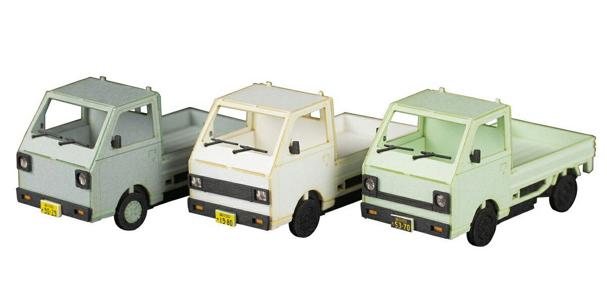 ［鉄道模型］PLUM (HO) MS097 1/80ペーパーキット まちかどアクセサリーシリーズ 軽トラック（白・シルバー・淡草）