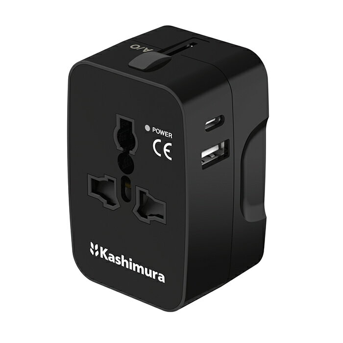 カシムラ 海外用変換プラグ（AC×1口＋USB A×1ポート、C×1ポート） A/C/O/BFタイプ利用可能地域：北米・中南米・ヨーロッパ・韓国・イギリス・オセアニア地域 WP-115M Kashimura [WP115M]