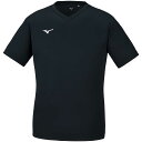 32MA1191-09-L ミズノ ナビドライ Tシャツ(ブラック×ホワイト・サイズ：L) mizuno NAVIDRY 半袖 Vネック