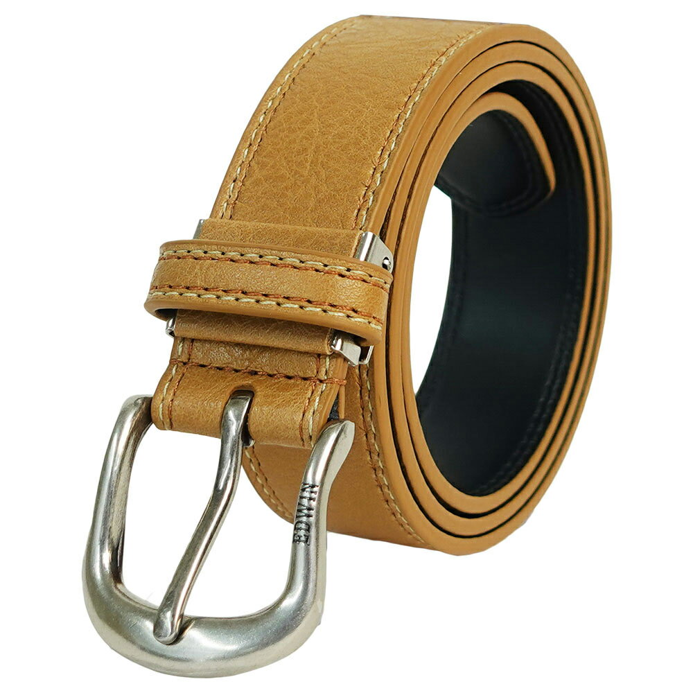 EDWIN 0111243V 35mm PU Wステッチベルト（ブラウン） 22269329-BRN エドウィン
