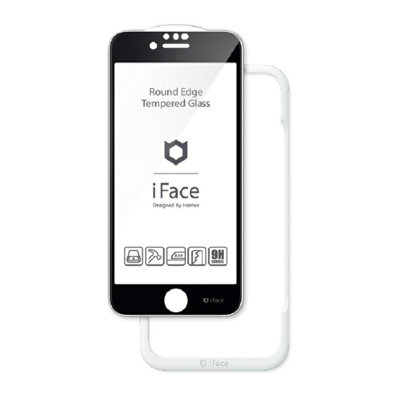 Hamee iPhone SE(第3/2世代)/8/7/6s/6用 画面保護シート 平面保護 ラウンドエッジ強化ガラス IFACE（ブラック） 41-890264