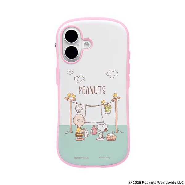 Hamee iPhone16用 ハイブリットケース iFace ピーナッツ スヌーピー（サクラピンク/ランドリー） 41-990322