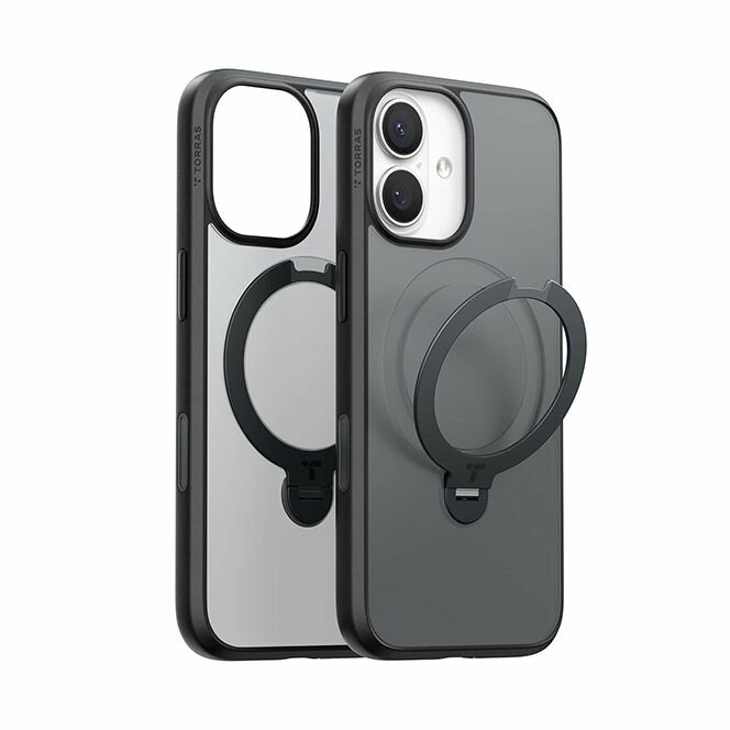 TORRAS（トラス） iPhone17用 複合素材PC＋TPUケース TORRAS Ostand Q3 Spin（ブラック） X00FX2907