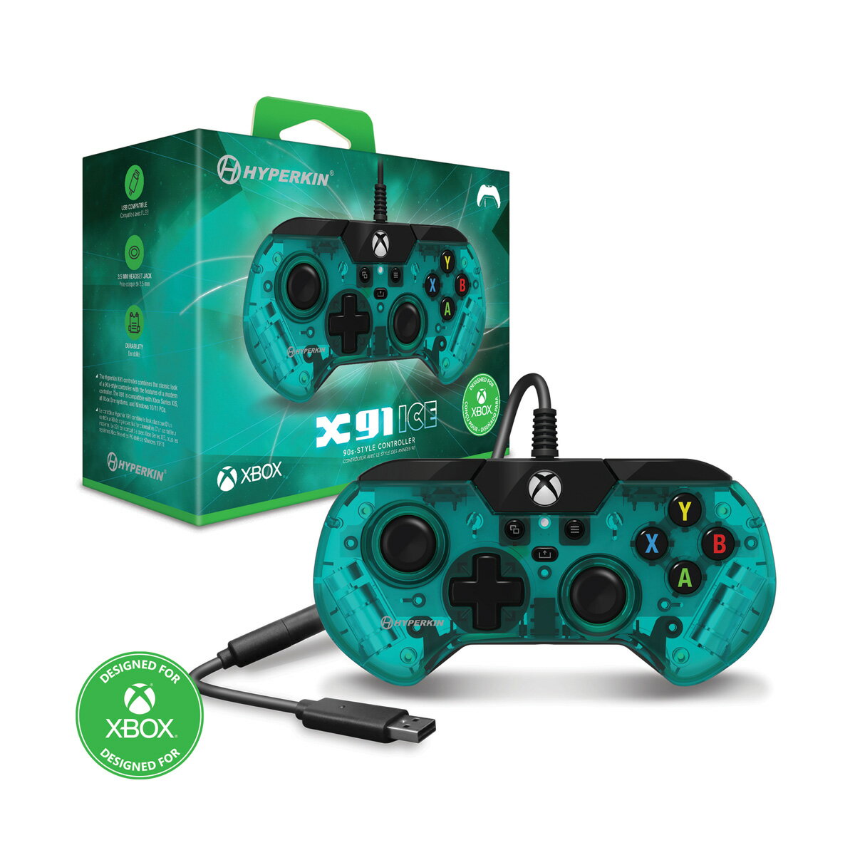 X box HYPERKIN　JAPAN 【Xbox Series】X91　ICE　有線コントローラー　Aqua　Green [M02628-AG X91 ICE ユウセンコントローラー Aqua Green]