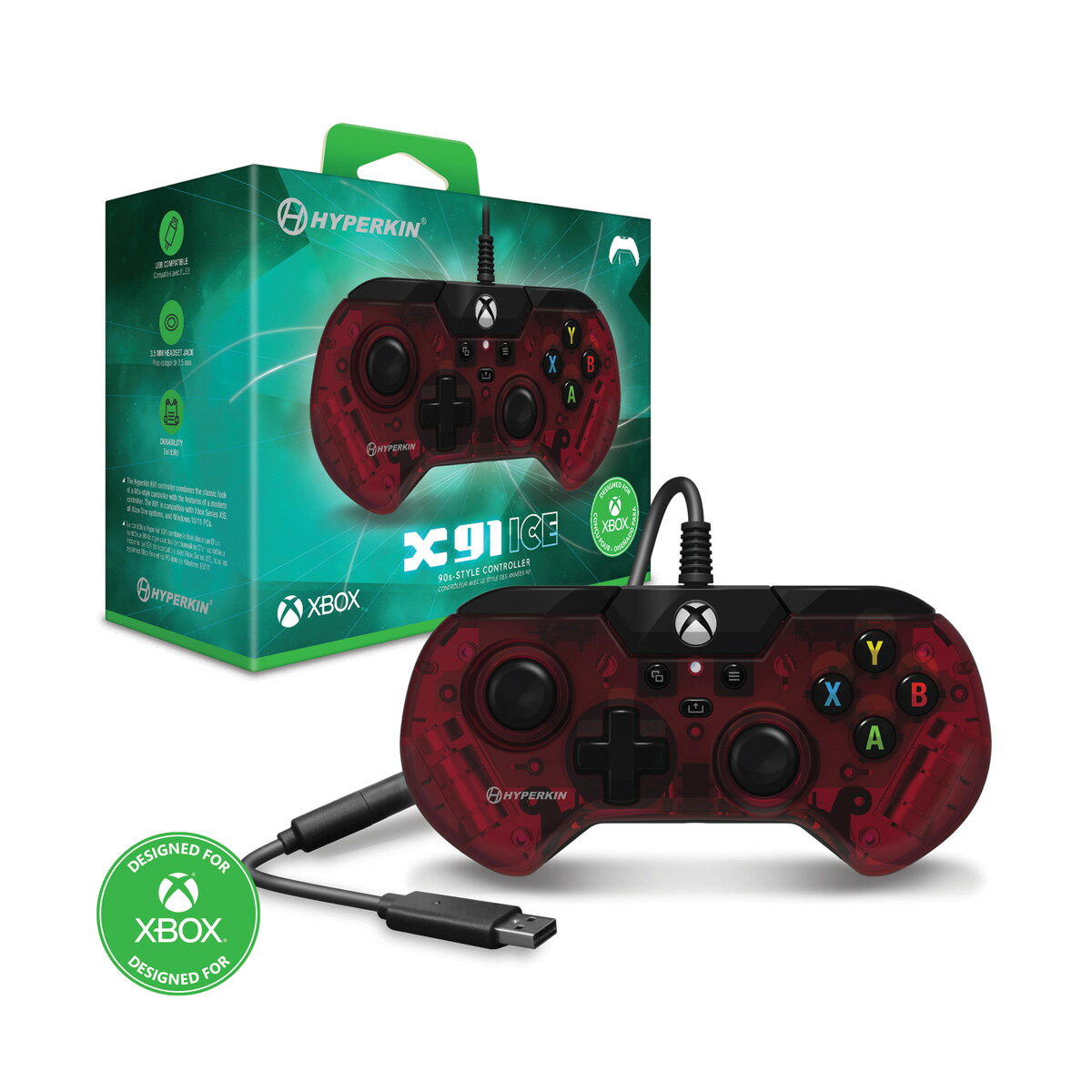 X box HYPERKIN　JAPAN 【Xbox Series】X91　ICE　有線コントローラー　Ruby　Red [M02628-RR X91 ICE ユウセンコントローラー Ruby Red]