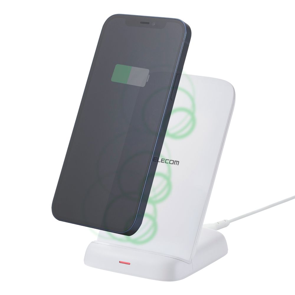エレコム Qi規格(EPP)対応 ワイヤレス充電器 12W/スタンド/ 高速充電/AirPods 3対応（ホワイト） W-QS11WH