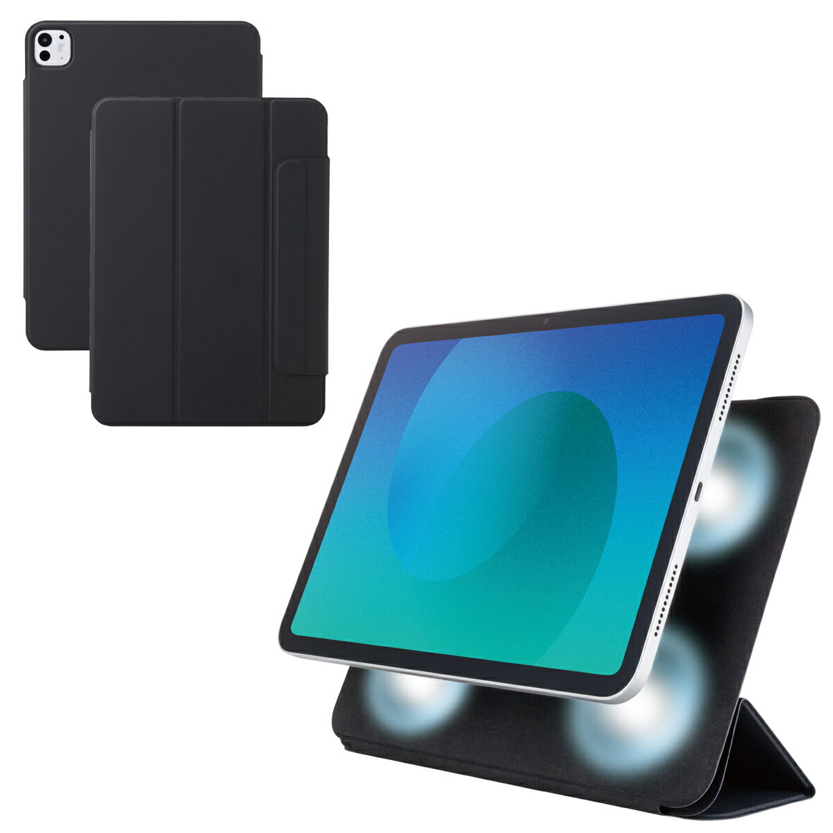 エレコム iPad Pro ケース 11インチ ( M4 ) マグネット着脱フラップ カバー 2アングル スタンド オートスリープ機能 軽量 薄型（ブラック） TB-A25PMWVPF2BK