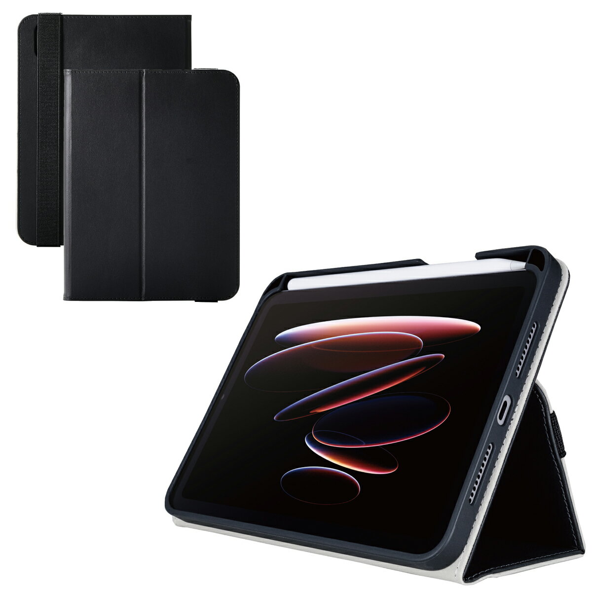 樂天商城 - エレコム iPad mini ケース 8.3インチ ( A17 Pro ) / 第6世代 ベルト付きフラップ カバー Apple Pencil収納 2アングル スタンド 軽量 耐衝撃（ブラック） TB-A25SPLF2BK
