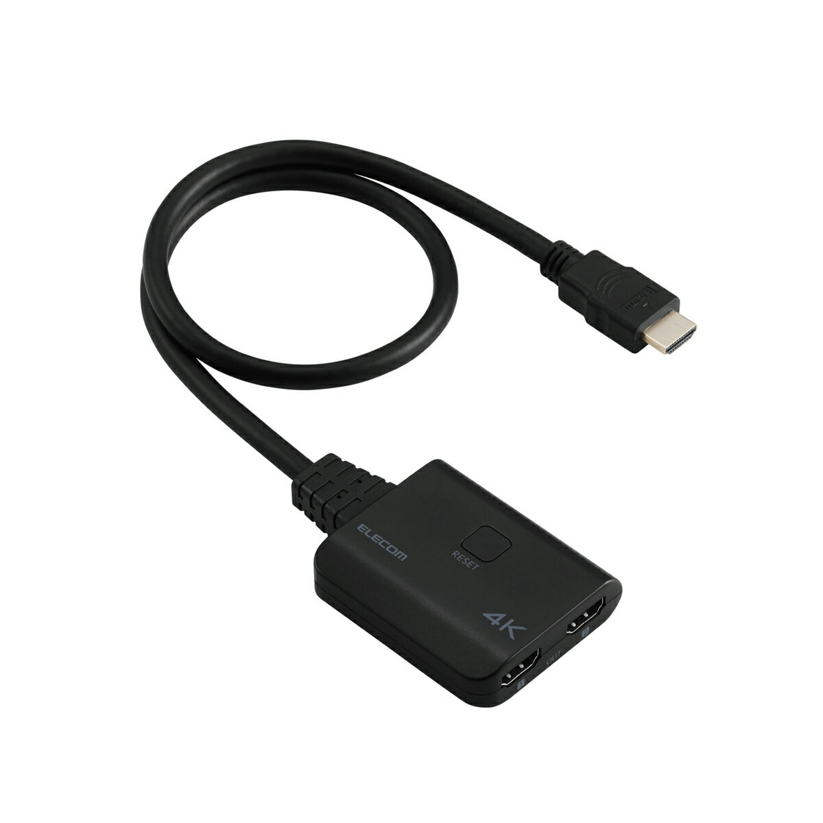 エレコム HDMI 分配器 1入力2出力 スプリッター 4K対応 金メッキ端子 USB給電ケーブル付属（ブラック） VSP-HD4K120BK(2)