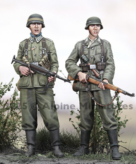 アルパイン 1/35 WWII ドイツ 装甲擲弾兵セット(2体入)【AM35332】 未塗装レジンフィギュア