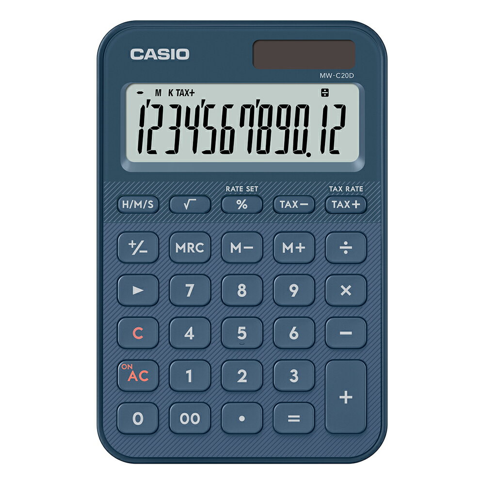 カシオ デザイン電卓（ネイビー） カラフル電卓 ミニジャストタイプ MW-C20D-NY-N