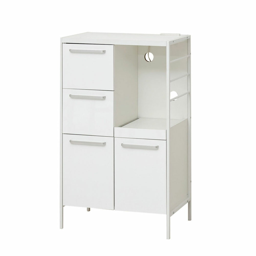 Cupboard - クロシオ NEWアート食器棚60-100(鏡面ホワイト・幅60×奥行40×高さ100cm) 48002 [48002クロシオ]
